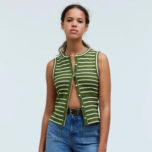 Split-Crewneck Cardigan Tank